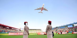 A380 flypast celebrates Emirates Dubai 7s
