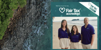 Tripseed wears the Fair Tax Mark