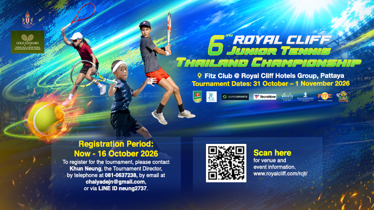 6th Royal Cliff Junior Tennis Thailand Championship 2026 768x432px